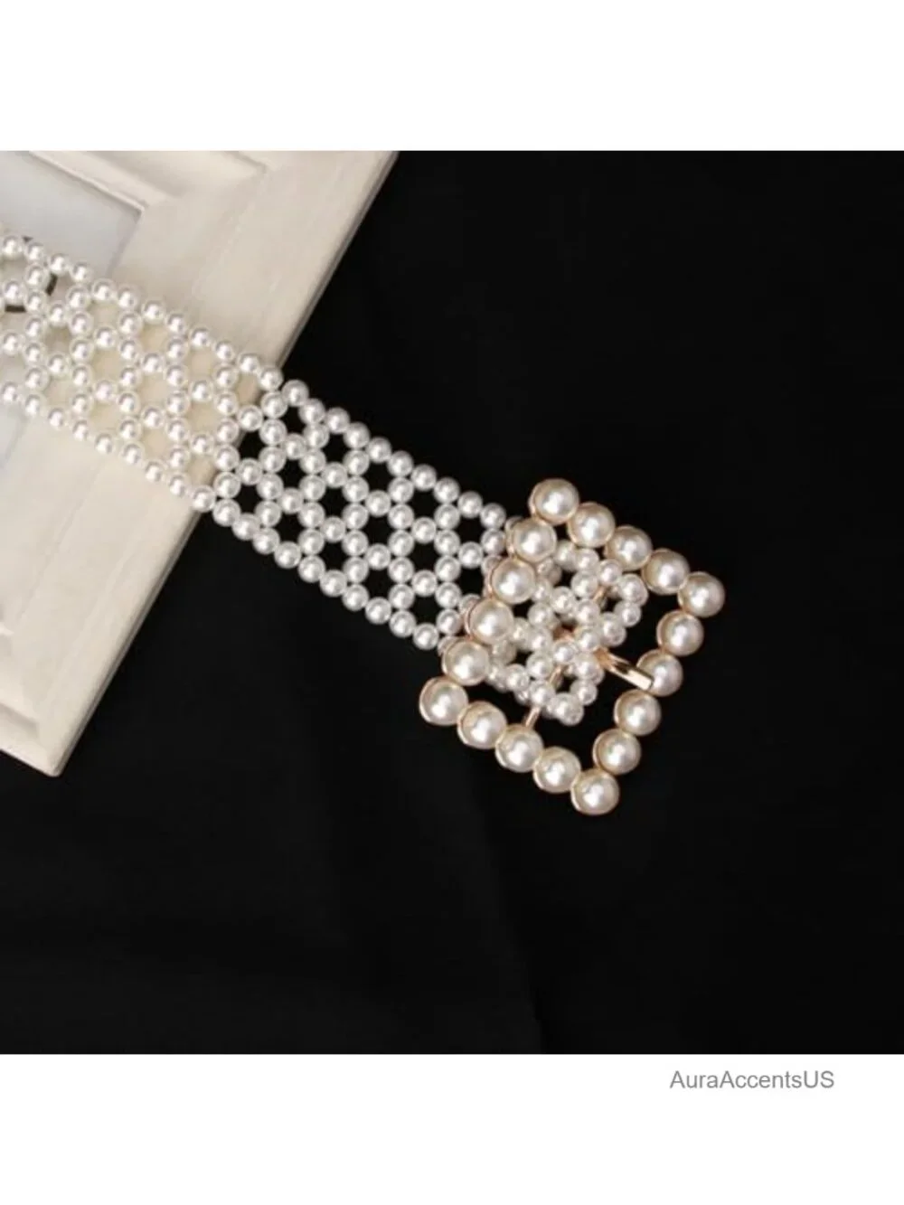 Bridal Pearl Belt with Rhinestones - Adjustable Waistband for Wedding Dresses